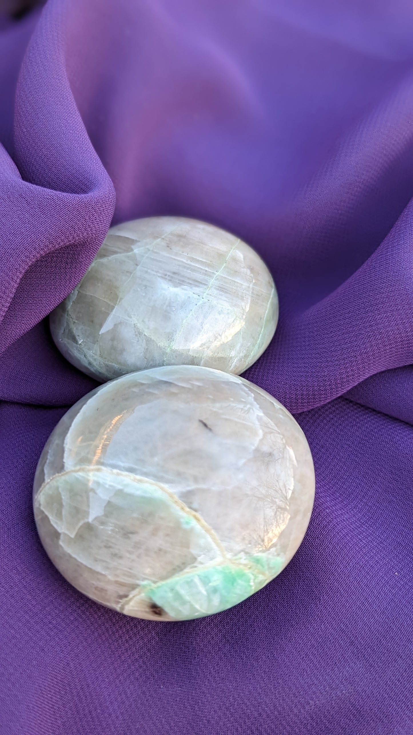Green Moonstone Palm Stones