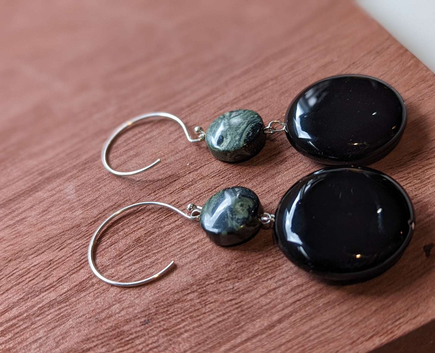 Kambaba Jasper and Black Onyx Earrings