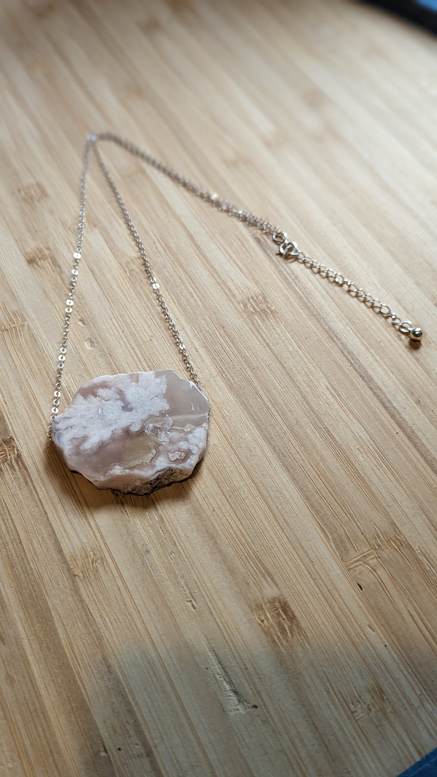 Half Polished Flower Agate Necklace