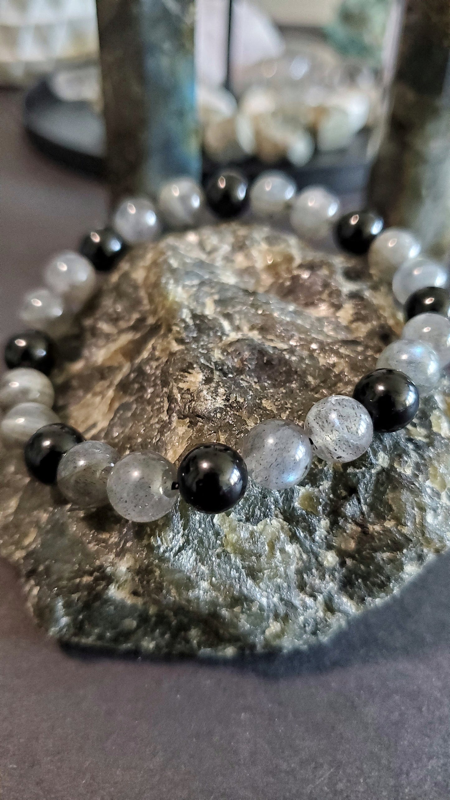 Labradorite and Black Tourmaline Bracelet