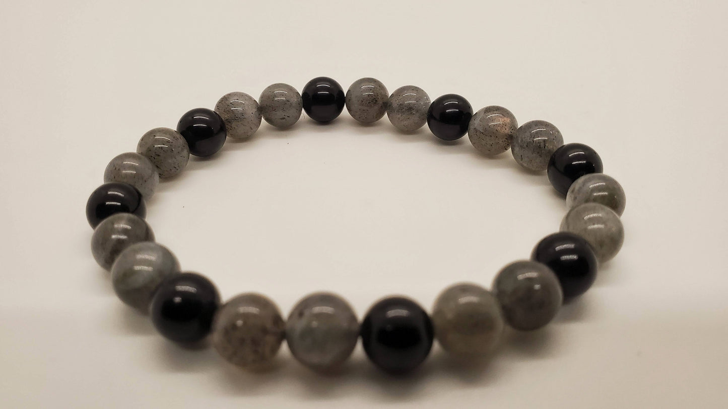 Labradorite and Black Tourmaline Bracelet