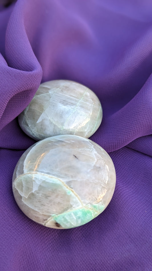 Green Moonstone Palm Stones