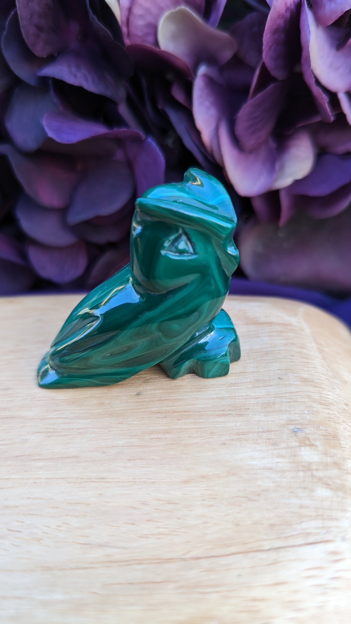 Malachite Owl Carving