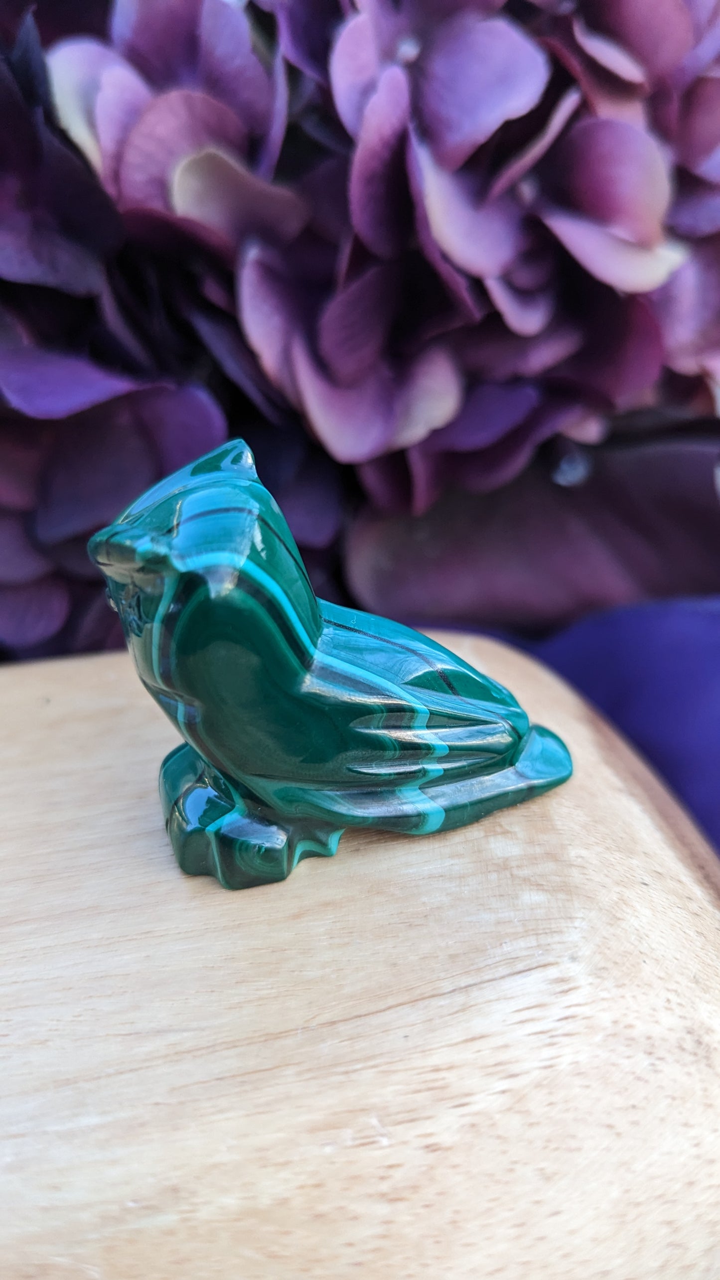 Malachite Owl Carving