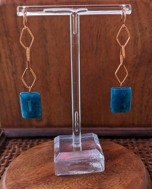 Blue Apatite Chain Earrings