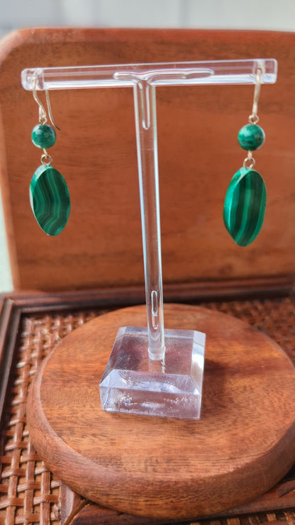 Double Malachite Drop Earrings