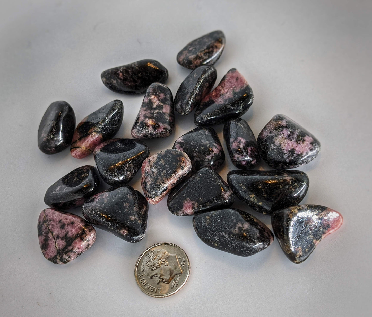 Rhodonite Tumbled Stones - Set of 3
