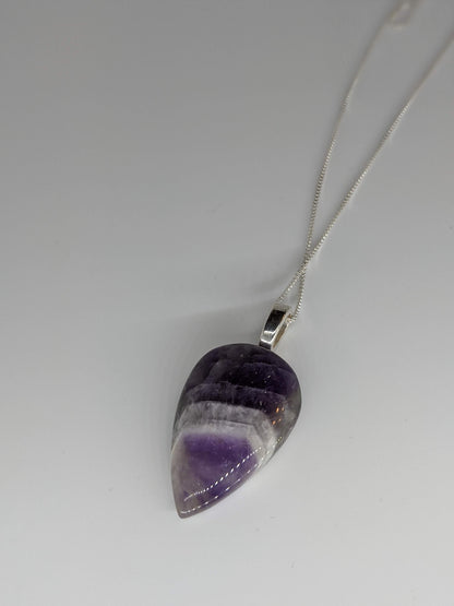 Chevron Amethyst Pendant Necklace