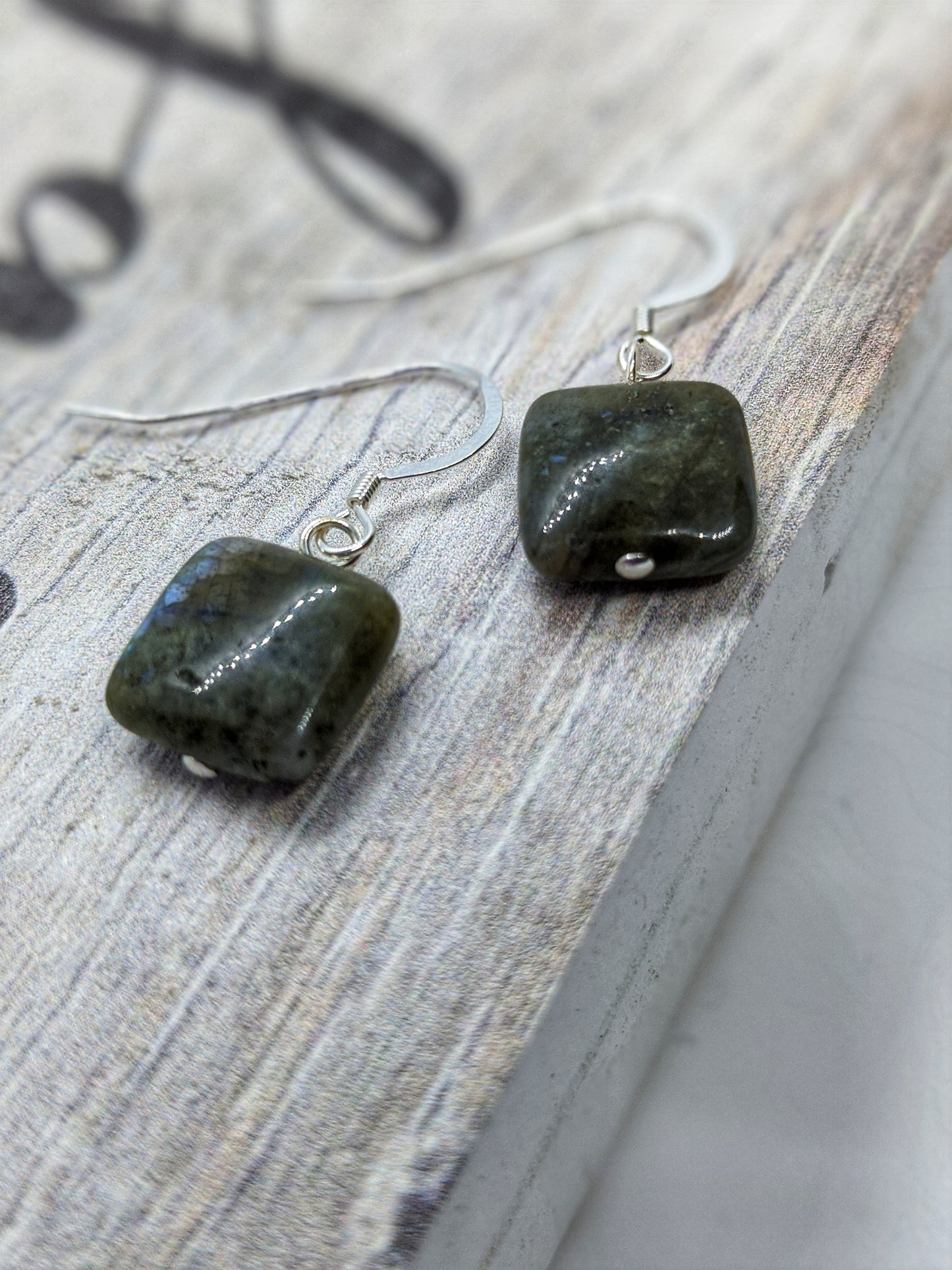 Labradorite Square Earrings