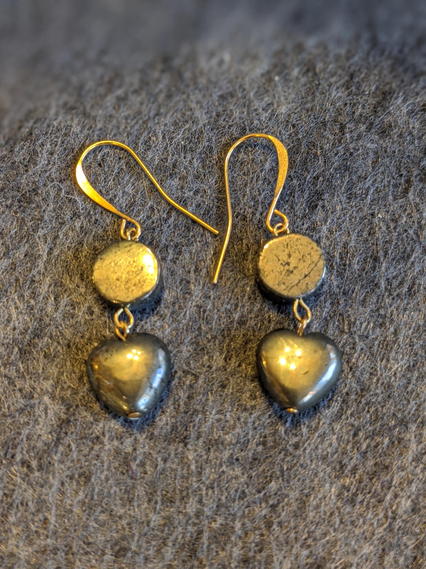 Pyrite Heart Earrings