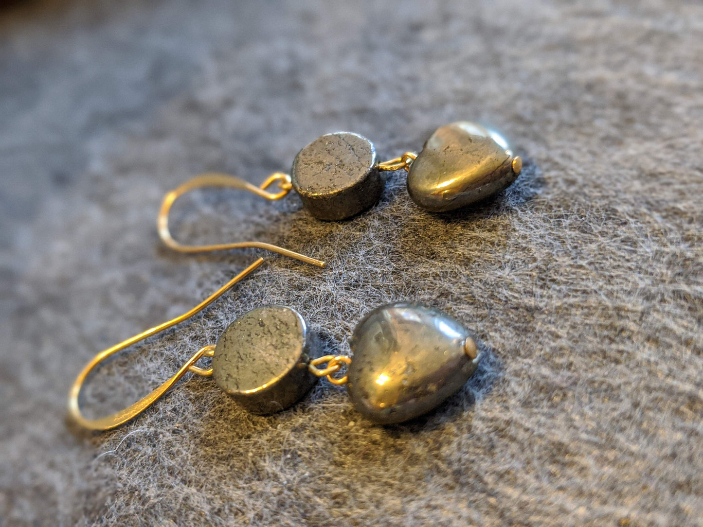 Pyrite Heart Earrings