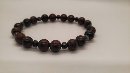 Mahogany Obsidian and Hematite Bracelet