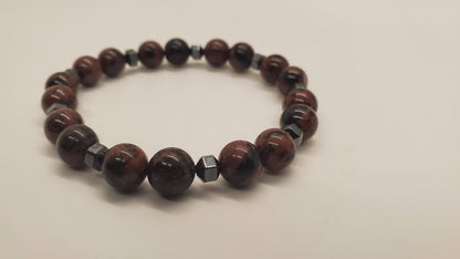 Mahogany Obsidian and Hematite Bracelet