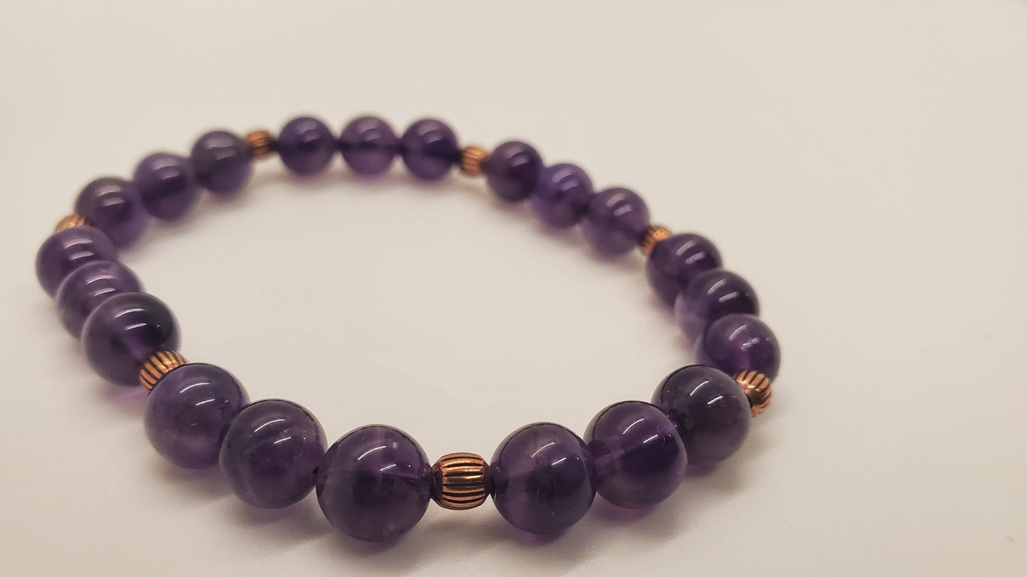 Amethyst and Copper Bracelet