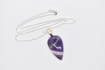 Chevron Amethyst Pendant Necklace