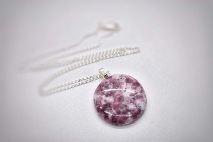 Lepidolite Circle Pendant Necklace