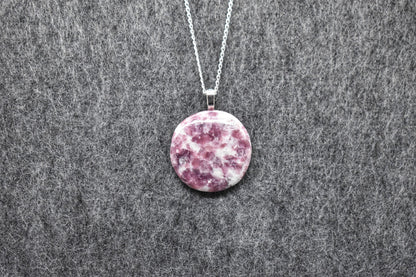 Lepidolite Circle Pendant Necklace