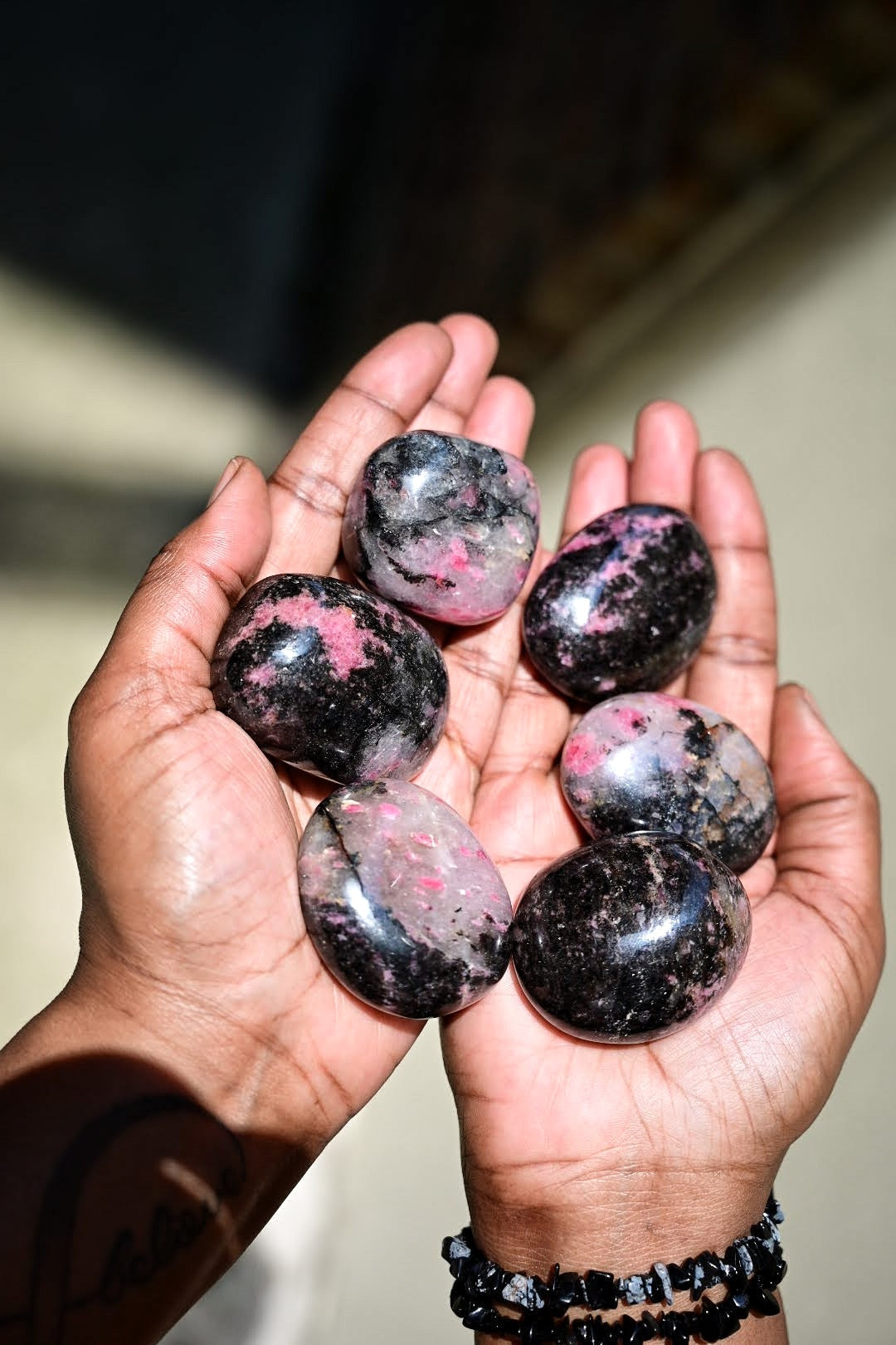 Rhodonite Palm Stone