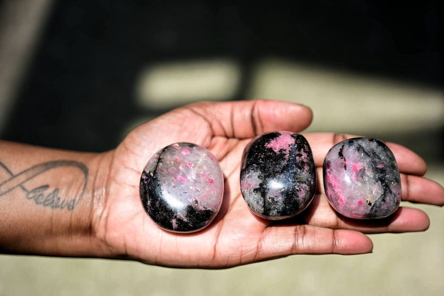 Rhodonite Palm Stone