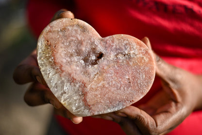 Large Pink Amethyst and Quartz Heart