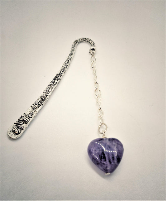 Purple Fluorite Heart Bookmark